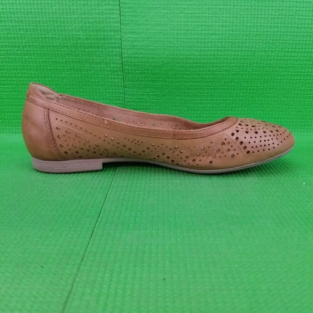 ✅ WOMENS 9B EARTH ROYALE SAND BROWN LEATHER BALLET FLATS LOAFERS DRESS SHOES - Picture 7 of 16